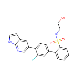 O=S(=O)(NCCO)c1ccccc1-c1ccc(-c2cnc3[nH]ccc3c2)c(F)c1 ZINC000224774619