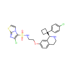 O=S(=O)(NCCOc1ccc2c(c1)[C@@H](C1(c3ccc(Cl)cc3)CCC1)NCC2)c1c(Cl)nc2sccn12 ZINC000117350925