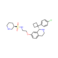 O=S(=O)(NCCOc1ccc2c(c1)[C@H](C1(c3ccc(Cl)cc3)CCC1)NCC2)[C@@H]1CCCNC1 ZINC000114981430