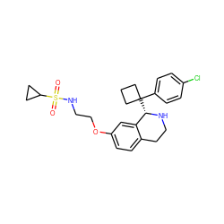 O=S(=O)(NCCOc1ccc2c(c1)[C@H](C1(c3ccc(Cl)cc3)CCC1)NCC2)C1CC1 ZINC000114984444