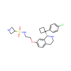 O=S(=O)(NCCOc1ccc2c(c1)[C@H](C1(c3ccc(Cl)cc3)CCC1)NCC2)C1CNC1 ZINC000114981236