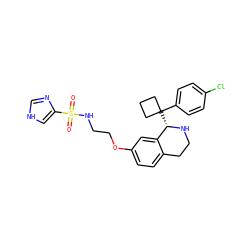 O=S(=O)(NCCOc1ccc2c(c1)[C@H](C1(c3ccc(Cl)cc3)CCC1)NCC2)c1c[nH]cn1 ZINC000117341120