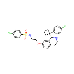 O=S(=O)(NCCOc1ccc2c(c1)[C@H](C1(c3ccc(Cl)cc3)CCC1)NCC2)c1ccc(Cl)cc1 ZINC000114981495