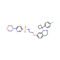 O=S(=O)(NCCOc1ccc2c(c1)[C@H](C1(c3ccc(Cl)cc3)CCC1)NCC2)c1ccc(N2CCOCC2)nc1 ZINC000117349013