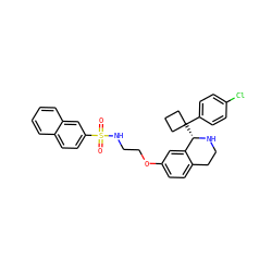 O=S(=O)(NCCOc1ccc2c(c1)[C@H](C1(c3ccc(Cl)cc3)CCC1)NCC2)c1ccc2ccccc2c1 ZINC000114978362