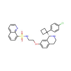 O=S(=O)(NCCOc1ccc2c(c1)[C@H](C1(c3ccc(Cl)cc3)CCC1)NCC2)c1cccc2cccnc12 ZINC000114978484