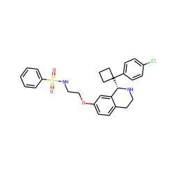 O=S(=O)(NCCOc1ccc2c(c1)[C@H](C1(c3ccc(Cl)cc3)CCC1)NCC2)c1ccccc1 ZINC000114984464