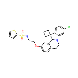 O=S(=O)(NCCOc1ccc2c(c1)[C@H](C1(c3ccc(Cl)cc3)CCC1)NCC2)c1cccs1 ZINC000114981506