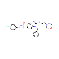 O=S(=O)(NCc1ccc(F)cc1)c1ccc2c(c1)nc(OCCN1CCOCC1)n2Cc1ccccc1 ZINC000028355336