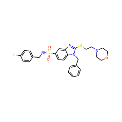 O=S(=O)(NCc1ccc(F)cc1)c1ccc2c(c1)nc(SCCN1CCOCC1)n2Cc1ccccc1 ZINC000028358836