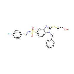 O=S(=O)(NCc1ccc(F)cc1)c1ccc2c(c1)nc(SCCO)n2Cc1ccccc1 ZINC000028337061