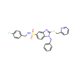 O=S(=O)(NCc1ccc(F)cc1)c1ccc2c(c1)nc(SCc1ccccn1)n2Cc1ccccc1 ZINC000028348724