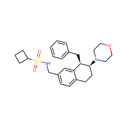 O=S(=O)(NCc1ccc2c(c1)[C@@H](Cc1ccccc1)[C@@H](N1CCOCC1)CC2)C1CCC1 ZINC000199682803