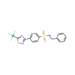 O=S(=O)(NCc1ccccc1)c1ccc(-c2noc(C(F)(F)F)n2)cc1 ZINC000142980054