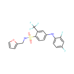 O=S(=O)(NCc1ccco1)c1ccc(Nc2ccc(F)cc2F)cc1C(F)(F)F ZINC000145378927