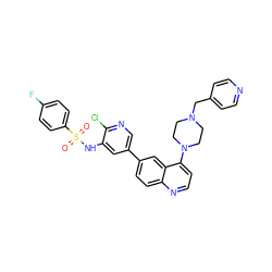 O=S(=O)(Nc1cc(-c2ccc3nccc(N4CCN(Cc5ccncc5)CC4)c3c2)cnc1Cl)c1ccc(F)cc1 ZINC000073159002