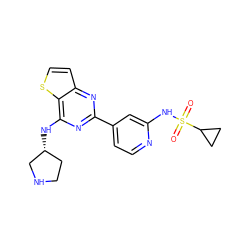 O=S(=O)(Nc1cc(-c2nc(N[C@@H]3CCNC3)c3sccc3n2)ccn1)C1CC1 ZINC000223672718