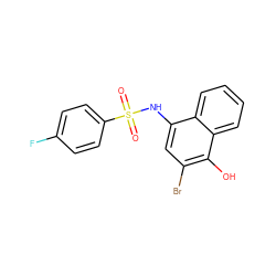 O=S(=O)(Nc1cc(Br)c(O)c2ccccc12)c1ccc(F)cc1 ZINC000002955062