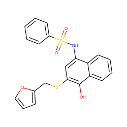 O=S(=O)(Nc1cc(SCc2ccco2)c(O)c2ccccc12)c1ccccc1 ZINC000004945027