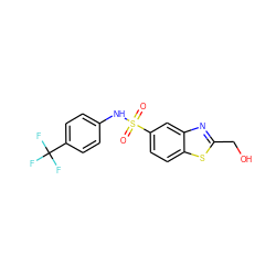 O=S(=O)(Nc1ccc(C(F)(F)F)cc1)c1ccc2sc(CO)nc2c1 ZINC000034641515