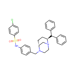 O=S(=O)(Nc1ccc(CN2CCN3C[C@H]2CC[C@H]3C(c2ccccc2)c2ccccc2)cc1)c1ccc(Cl)cc1 ZINC000036271399