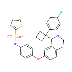 O=S(=O)(Nc1ccc(Oc2ccc3c(c2)[C@H](C2(c4ccc(Cl)cc4)CCC2)NCC3)cc1)c1cccs1 ZINC000114980008