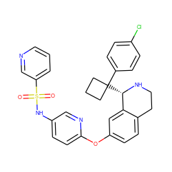 O=S(=O)(Nc1ccc(Oc2ccc3c(c2)[C@H](C2(c4ccc(Cl)cc4)CCC2)NCC3)nc1)c1cccnc1 ZINC000114978391