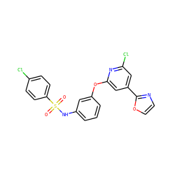 O=S(=O)(Nc1cccc(Oc2cc(-c3ncco3)cc(Cl)n2)c1)c1ccc(Cl)cc1 ZINC000096271585