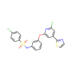 O=S(=O)(Nc1cccc(Oc2cc(-c3nccs3)cc(Cl)n2)c1)c1ccc(Cl)cc1 ZINC000096271584