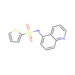 O=S(=O)(Nc1cccc2ncccc12)c1cccs1 ZINC000100446593