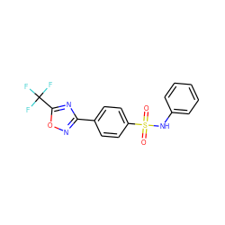 O=S(=O)(Nc1ccccc1)c1ccc(-c2noc(C(F)(F)F)n2)cc1 ZINC000142911281