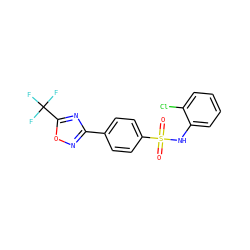 O=S(=O)(Nc1ccccc1Cl)c1ccc(-c2noc(C(F)(F)F)n2)cc1 ZINC000142882971