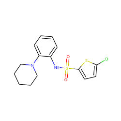 O=S(=O)(Nc1ccccc1N1CCCCC1)c1ccc(Cl)s1 ZINC000002647919