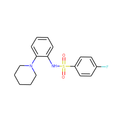 O=S(=O)(Nc1ccccc1N1CCCCC1)c1ccc(F)cc1 ZINC000000155420