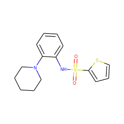 O=S(=O)(Nc1ccccc1N1CCCCC1)c1cccs1 ZINC000004333960