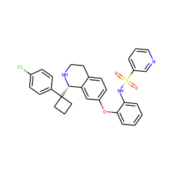 O=S(=O)(Nc1ccccc1Oc1ccc2c(c1)[C@H](C1(c3ccc(Cl)cc3)CCC1)NCC2)c1cccnc1 ZINC000114983391