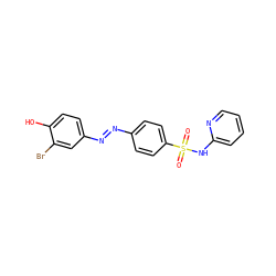 O=S(=O)(Nc1ccccn1)c1ccc(/N=N/c2ccc(O)c(Br)c2)cc1 ZINC000103278210