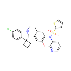 O=S(=O)(Nc1cccnc1Oc1ccc2c(c1)[C@H](C1(c3ccc(Cl)cc3)CCC1)NCC2)c1cccs1 ZINC000114980311