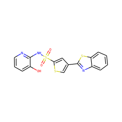 O=S(=O)(Nc1ncccc1O)c1cc(-c2nc3ccccc3s2)cs1 ZINC000084687253