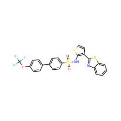 O=S(=O)(Nc1sccc1-c1nc2ccccc2s1)c1ccc(-c2ccc(OC(F)(F)F)cc2)cc1 ZINC000043121104