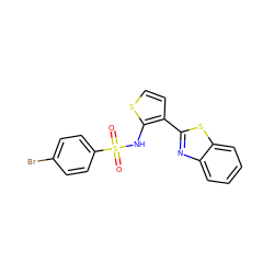 O=S(=O)(Nc1sccc1-c1nc2ccccc2s1)c1ccc(Br)cc1 ZINC000043062419