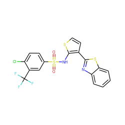 O=S(=O)(Nc1sccc1-c1nc2ccccc2s1)c1ccc(Cl)c(C(F)(F)F)c1 ZINC000043120739