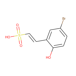 O=S(=O)(O)/C=C/c1cc(Br)ccc1O ZINC000098209466