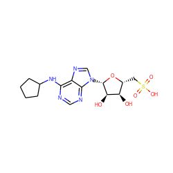 O=S(=O)(O)C[C@H]1O[C@@H](n2cnc3c(NC4CCCC4)ncnc32)[C@H](O)[C@@H]1O ZINC000169697576