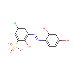 O=S(=O)(O)c1cc(Cl)cc(N=Nc2ccc(O)cc2O)c1O ZINC000254017828