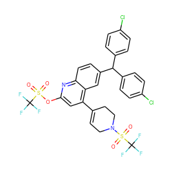 O=S(=O)(Oc1cc(C2=CCN(S(=O)(=O)C(F)(F)F)CC2)c2cc(C(c3ccc(Cl)cc3)c3ccc(Cl)cc3)ccc2n1)C(F)(F)F ZINC001772605024