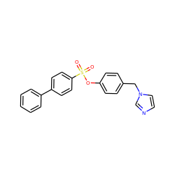 O=S(=O)(Oc1ccc(Cn2ccnc2)cc1)c1ccc(-c2ccccc2)cc1 ZINC000058576182