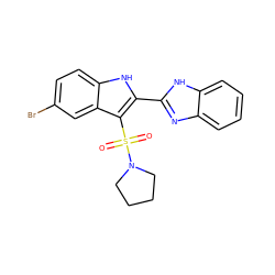 O=S(=O)(c1c(-c2nc3ccccc3[nH]2)[nH]c2ccc(Br)cc12)N1CCCC1 ZINC000029039026