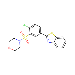 O=S(=O)(c1cc(-c2nc3ccccc3s2)ccc1Cl)N1CCOCC1 ZINC000001067900
