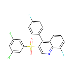 O=S(=O)(c1cc(Cl)cc(Cl)c1)c1cnc2c(F)cccc2c1-c1ccc(F)cc1 ZINC000067335410